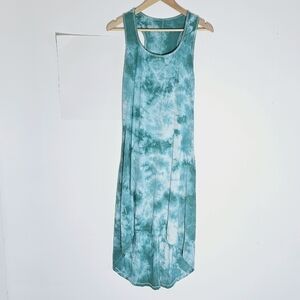Bloom Tie Dye Sleeveless Hi Low Beachy Rushed Back Women's Maxi Dress Size XL